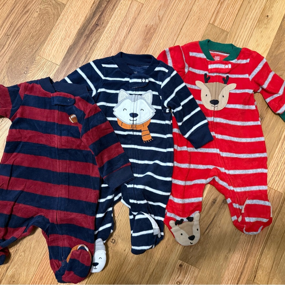 Carters Newborn fleece pjs pajamas sleepers footies bundle